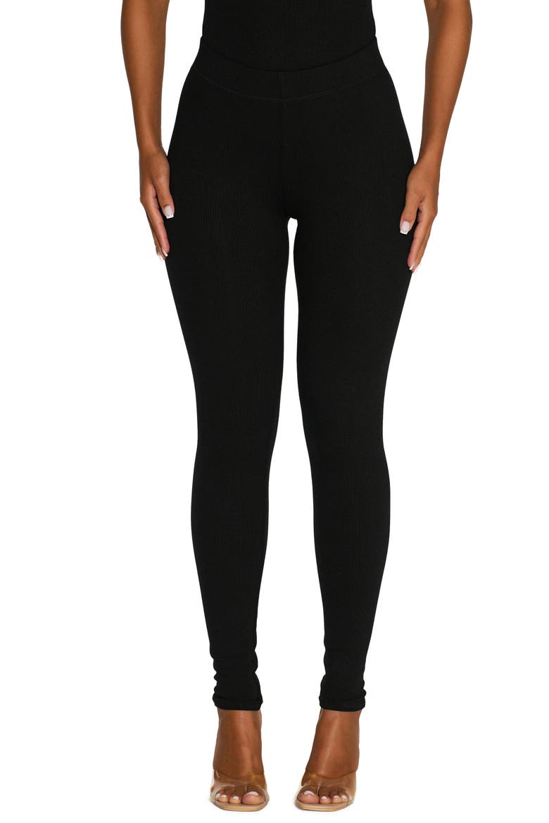 Essential Ribbed Leggings, Main, color, BLACK
