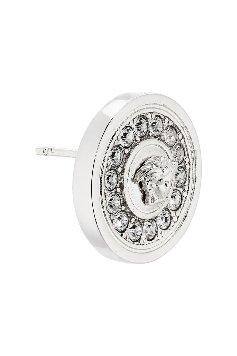 Medusa Crystal Disc Stud Earrings, Alternate, color, PALLADIUM 82 CRYSTAL