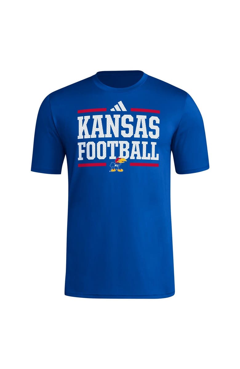 adidas Men's adidas Royal Kansas Jayhawks Locker Football Pre-Game AEROREADY T-Shirt, Alternate, color, 