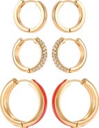 GUESS Gold-Tone Crystal Hoop Earring Set of Three