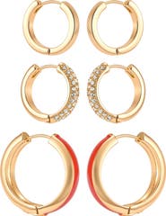 GUESS Gold-Tone Crystal Hoop Earring Set of Three