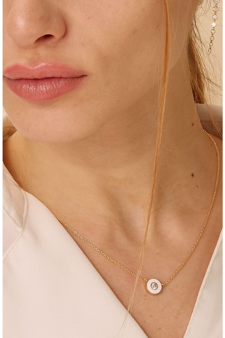 Enamel Disc Necklace, Alternate, color, White Enamel