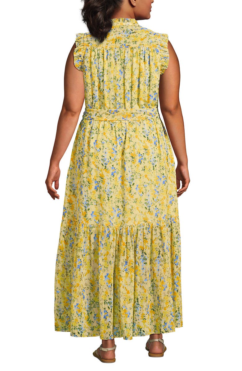 Lands' End Chiffon Maxi Dress with Ruffle Detail, Alternate, color, Golden Candle Light Floral