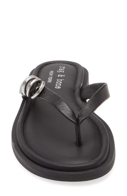 Rag & Bone Gia Leather Buckle Thong Sandals In Black