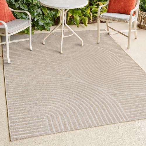 Jonathan Y Hallie High-low Minimalist Curve Geometric Indoor/outdoor Area Rug In Beige/cream