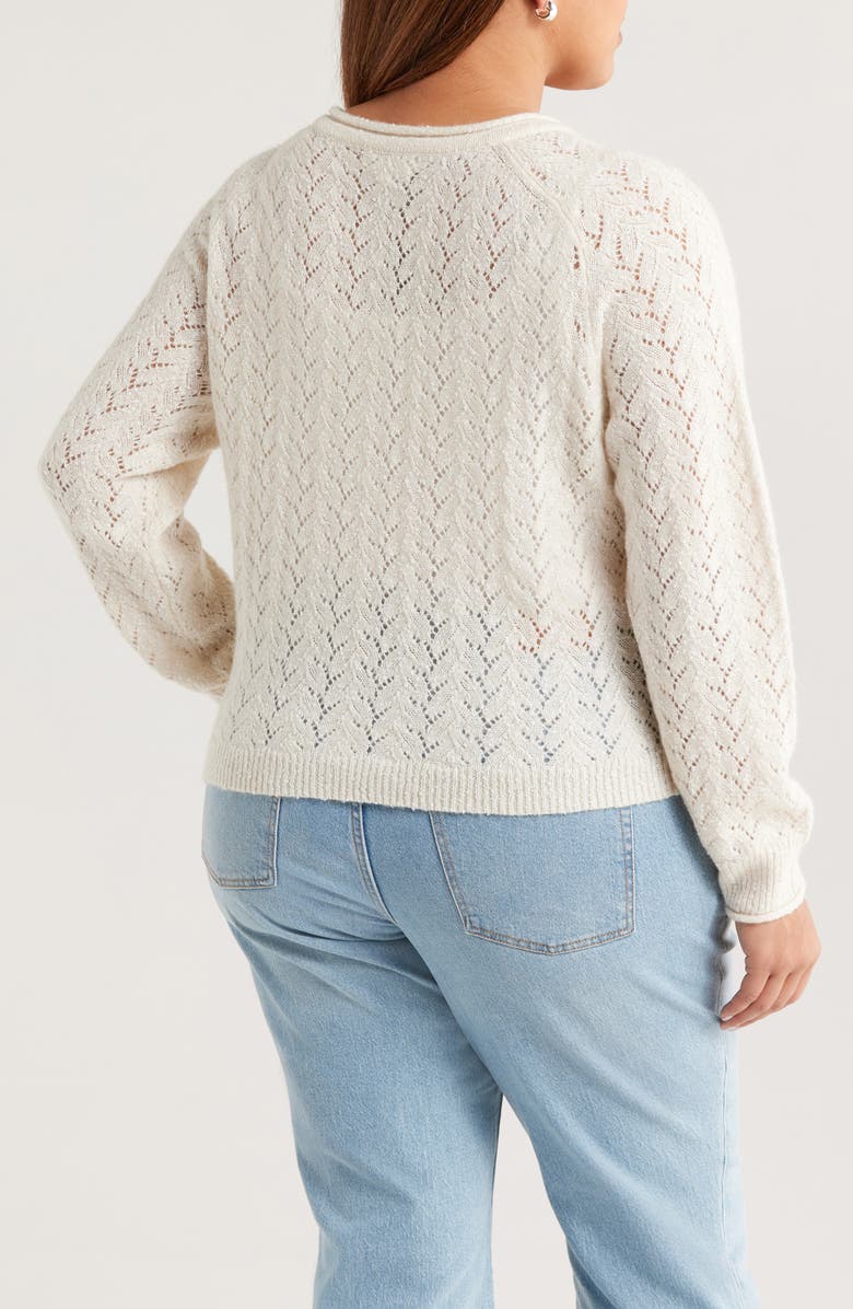 Treasure & Bond Nep Pointelle Cardigan, Alternate, color, Ivory Dove