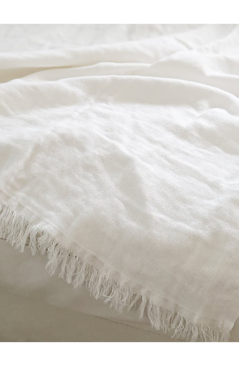 Anaya Reversible Linen Fringe Throw, Alternate, color, Bright White
