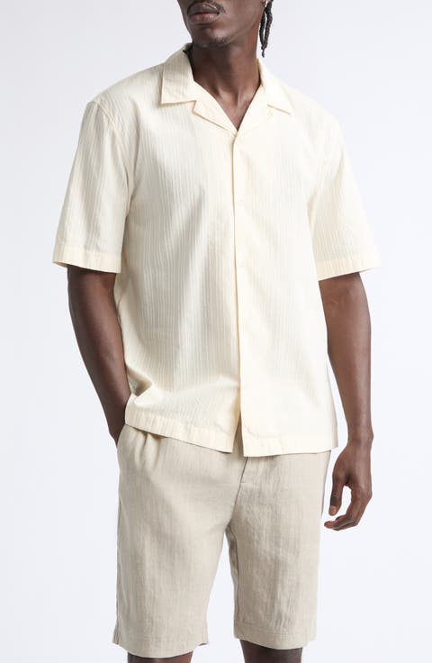 Textured Stripe Camp Shirt