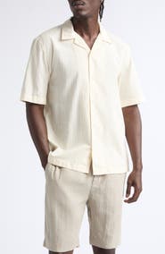 Sunspel Textured Stripe Camp Shirt
