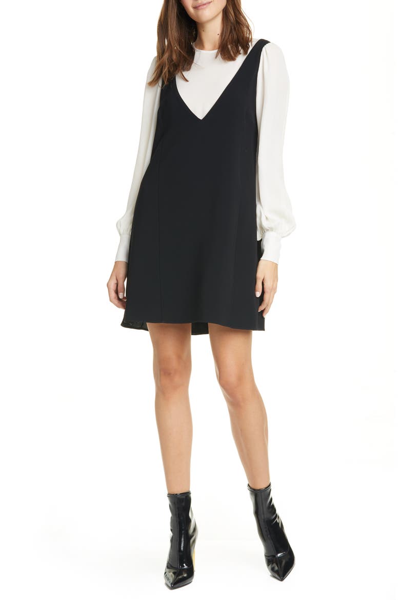 Mercer Layered Long Sleeve Dress, Main, color, BLACK/ IVORY