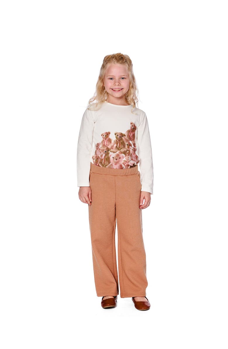 Deux par Deux Organic Jersey T-Shirt with Teddy Bears, Main, color, Off-White