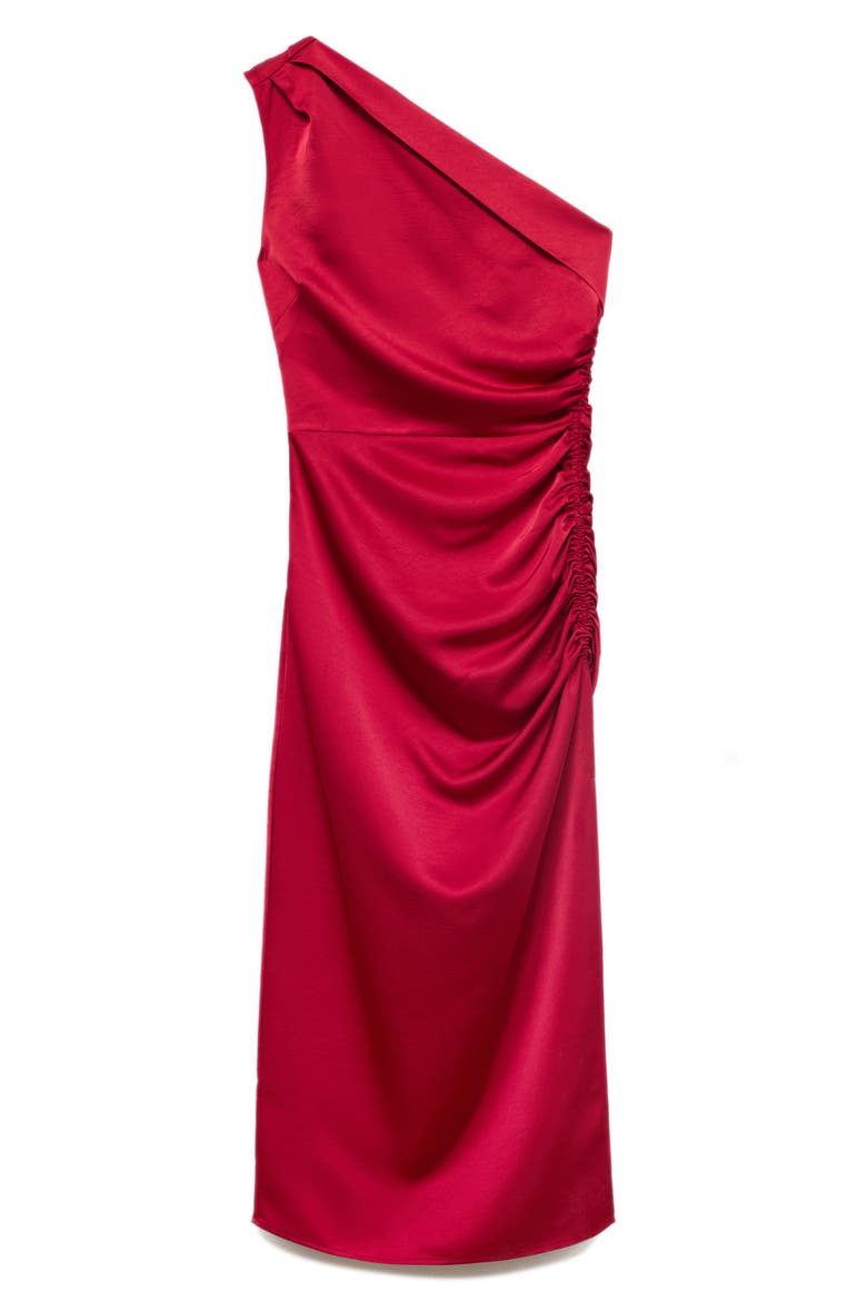 Asymmetric One-Shoulder Satin Cocktail Dress, Alternate, color, WINE