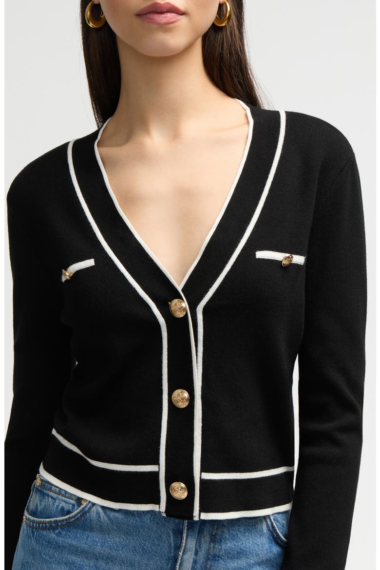 Stripe Crop Cardigan, Alternate, color, BLACK/ WHITE