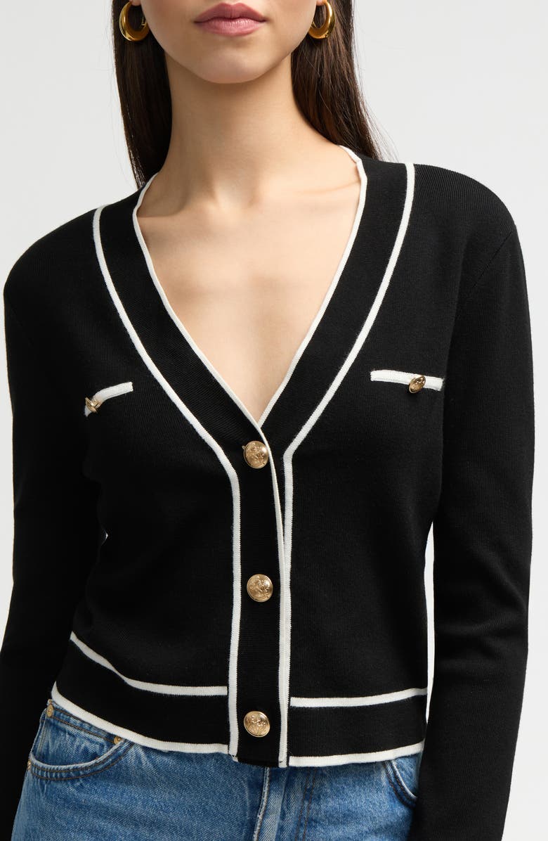 NVLT Stripe Crop Cardigan, Alternate, color, Black/ White