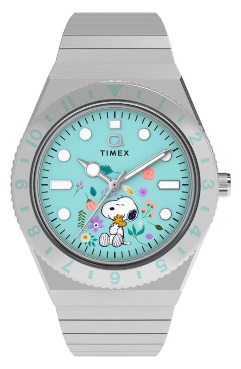 Peanuts® x Q Timex® 36mm Stainless Steel Expansion Band Watch