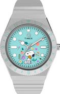 Timex® Peanuts® x Q Timex® 36mm Stainless Steel Expansion Band Watch