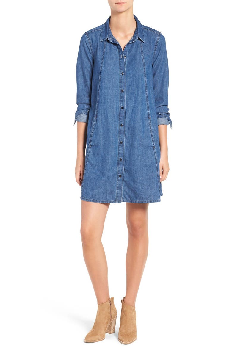 Denim Shirtdress, Main, color, DENIM WASH