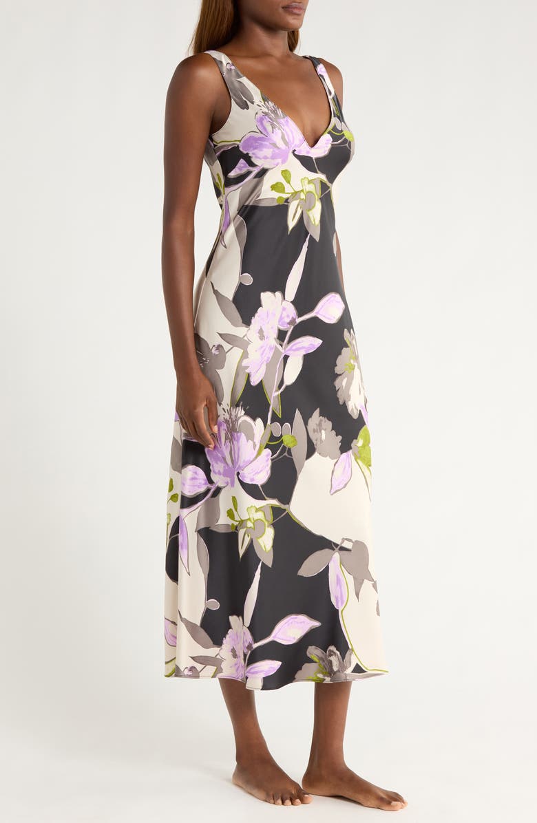 Natori Tsubaki Midi Nightgown, Alternate, color, Black Multi