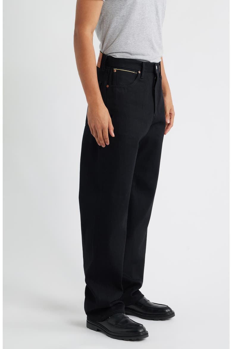 Wide Straight Leg Selvedge Jeans, Alternate, color, BLACK DRY