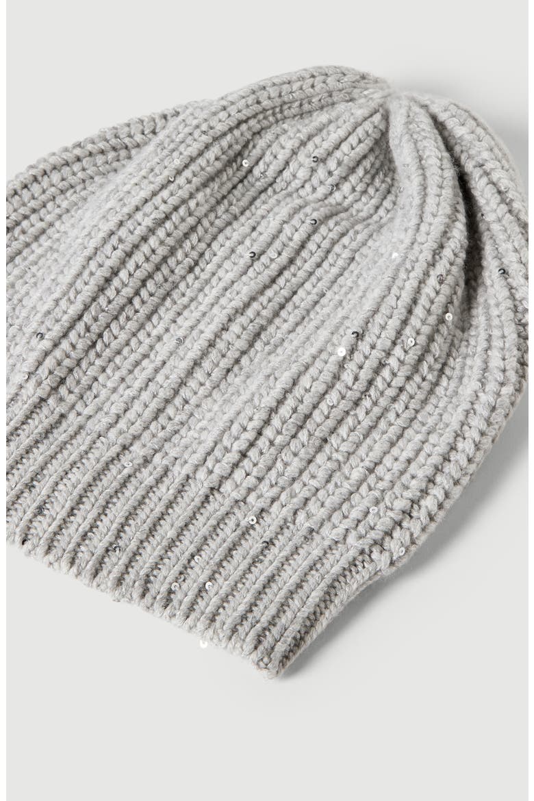 Cashmere and silk Diamond yarn knit beanie, Alternate, color, Pebble