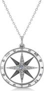 ALLUREZ Compass Necklace Pendant Diamond Accented 14k