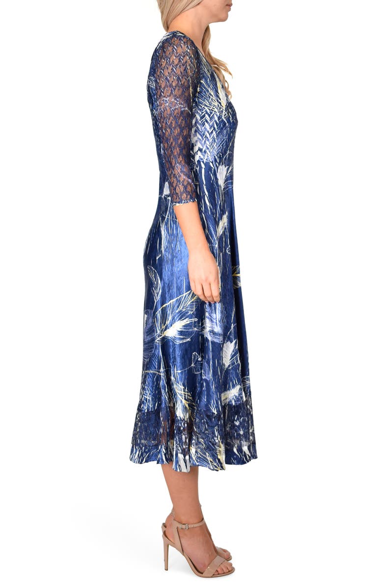 Komarov Charmeuse & Chiffon Midi Dress, Alternate, color, 