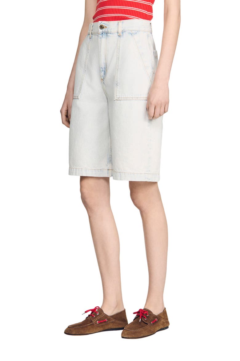 Washed denim Bermuda shorts, Main, color, Light bu jean