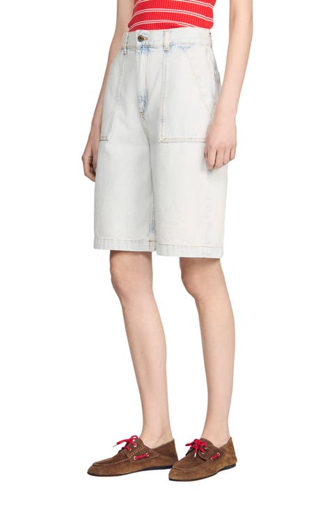 Washed denim Bermuda shorts