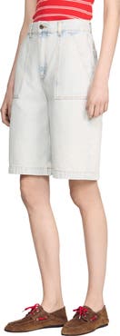 SANDRO Washed denim Bermuda shorts