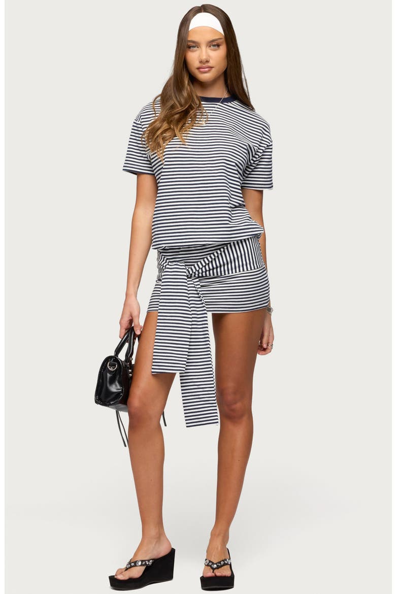 Ardeney Stripe Tie Waist T-Shirt Minidress, Alternate, color, NAVY