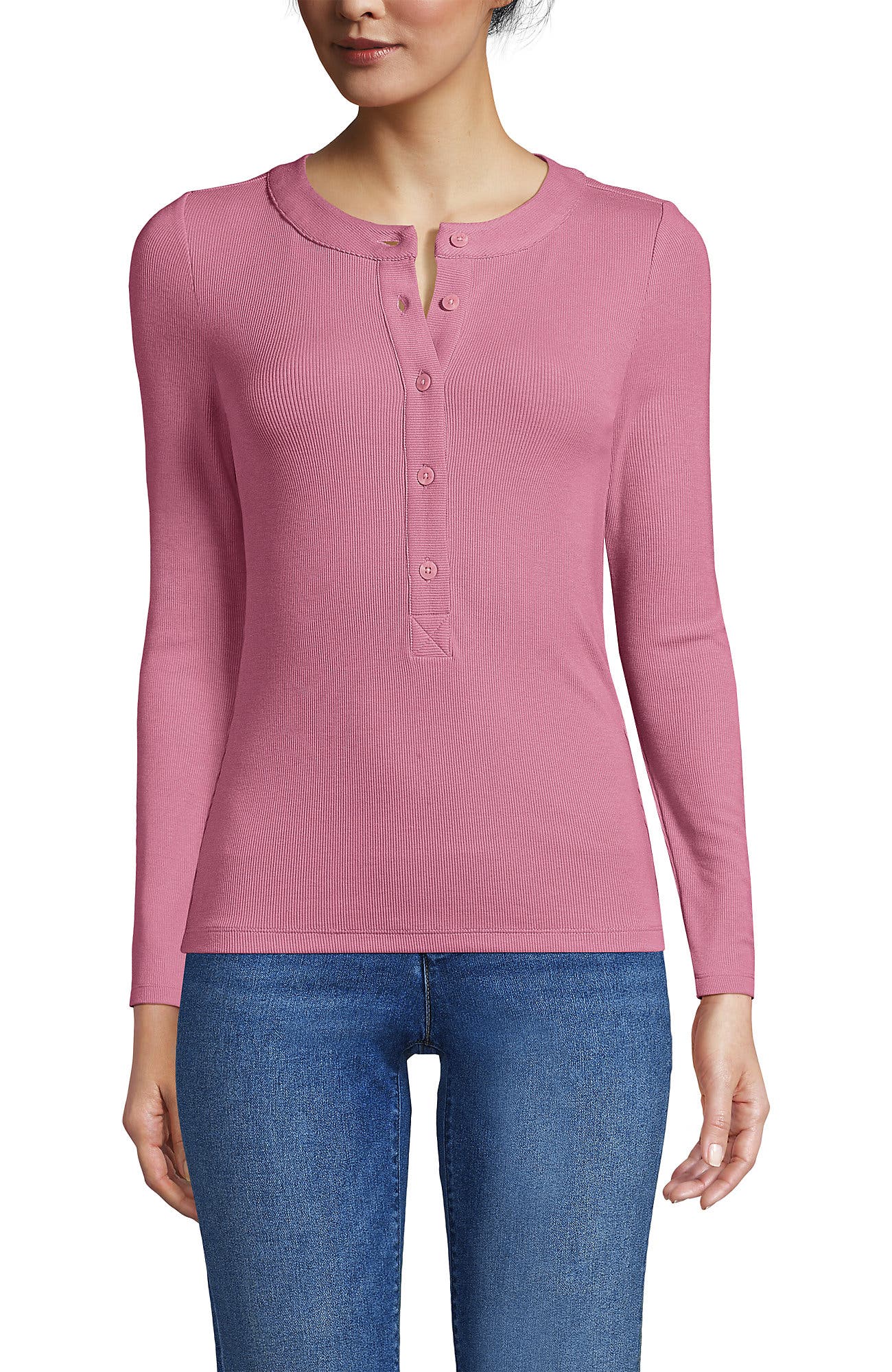 Drapey Rib Skimming Long Sleeve Henley - image 3