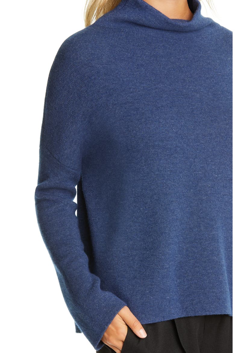 Funnel Neck Wool & Cashmere Blend Sweater, Alternate, color, HEATHER PEACOCK