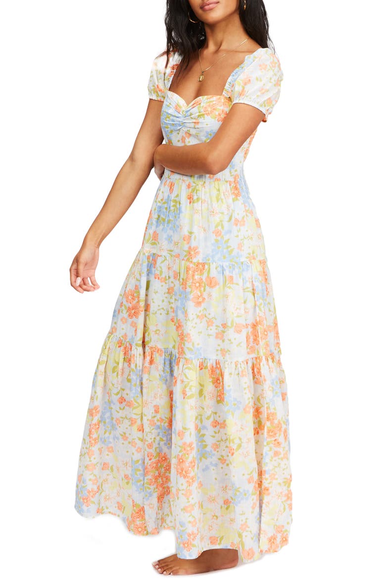 Sunrise Floral Tiered Maxi Dress, Alternate, color, SCS-SALT CRYSTAL