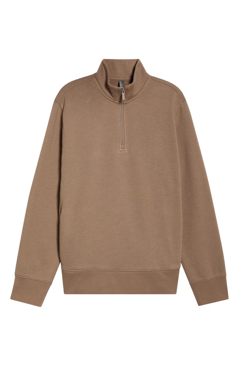 Zella Vital Fleece Quarter Zip Pullover, Alternate, color, Tan Fossil