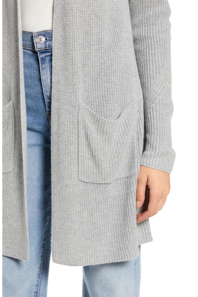 RIBBED OPEN CARDIGAN, Alternate, color, GREY HEATHER