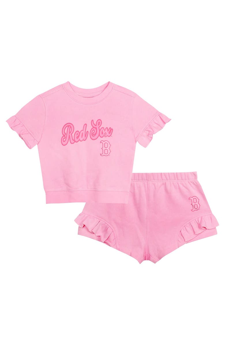 Outerstuff Girls Toddler Fanatics Branded Pink Boston Red Sox Dugout Cute T-Shirt & Shorts Set, Main, color, 
