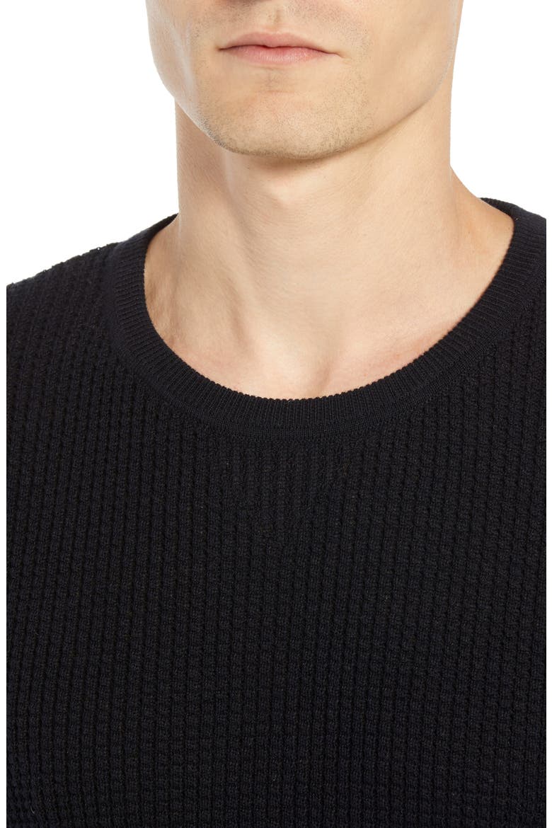 Regular Fit Waffle Crewneck Pullover, Alternate, color, MIDNIGHT