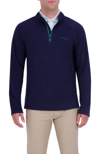 Ben Sherman Microfleece Quarter Zip Golf Sweatshirt In Navy