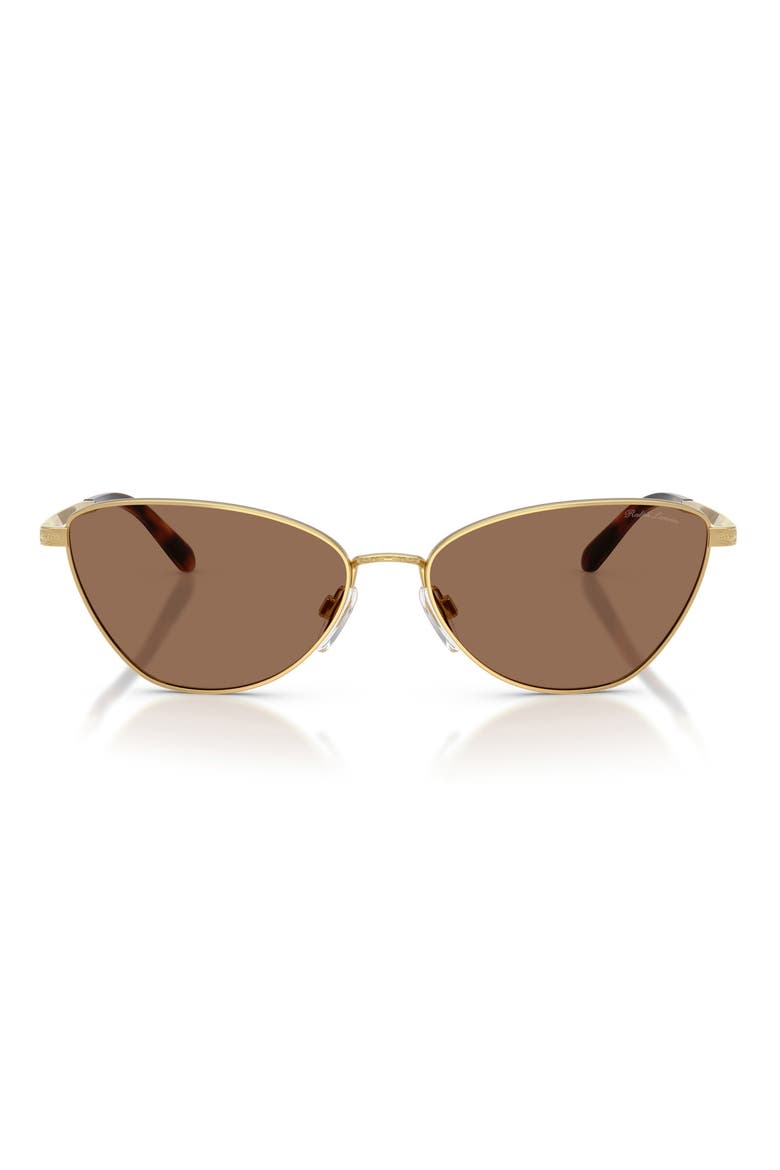 60mm Rectangular Sunglasses, Main, color, SHINY GOLD / BROWN