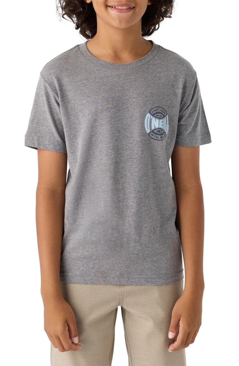 O'Neill Kids' Coin Flip Graphic T-Shirt, Main, color, Heather Grey