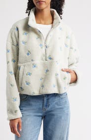 HAPPY CAMP3R Periwinkle Petals Fleece Half Zip Pullover