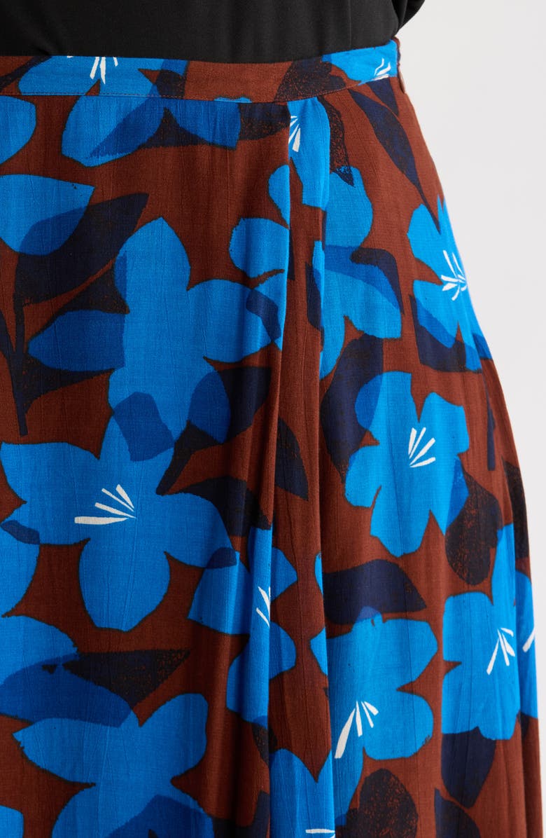 Seasalt Cornwall Lethlean Floral Pleated Maxi Skirt, Alternate, color, Macro Flower Cocoa
