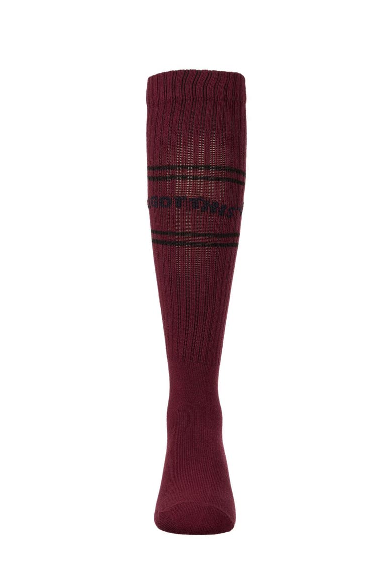 You Got This Ribbed  Varsity-Stripe Knee High Sock, Alternate, color, Burgundy