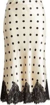 Reformation Carolina Lace Trim Silk Midi Skirt