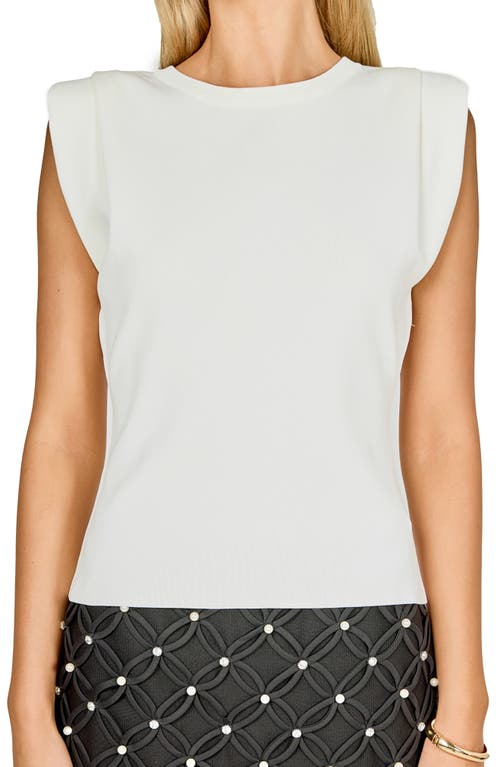 Endless Rose Pleated Shoulder Knit Top In White