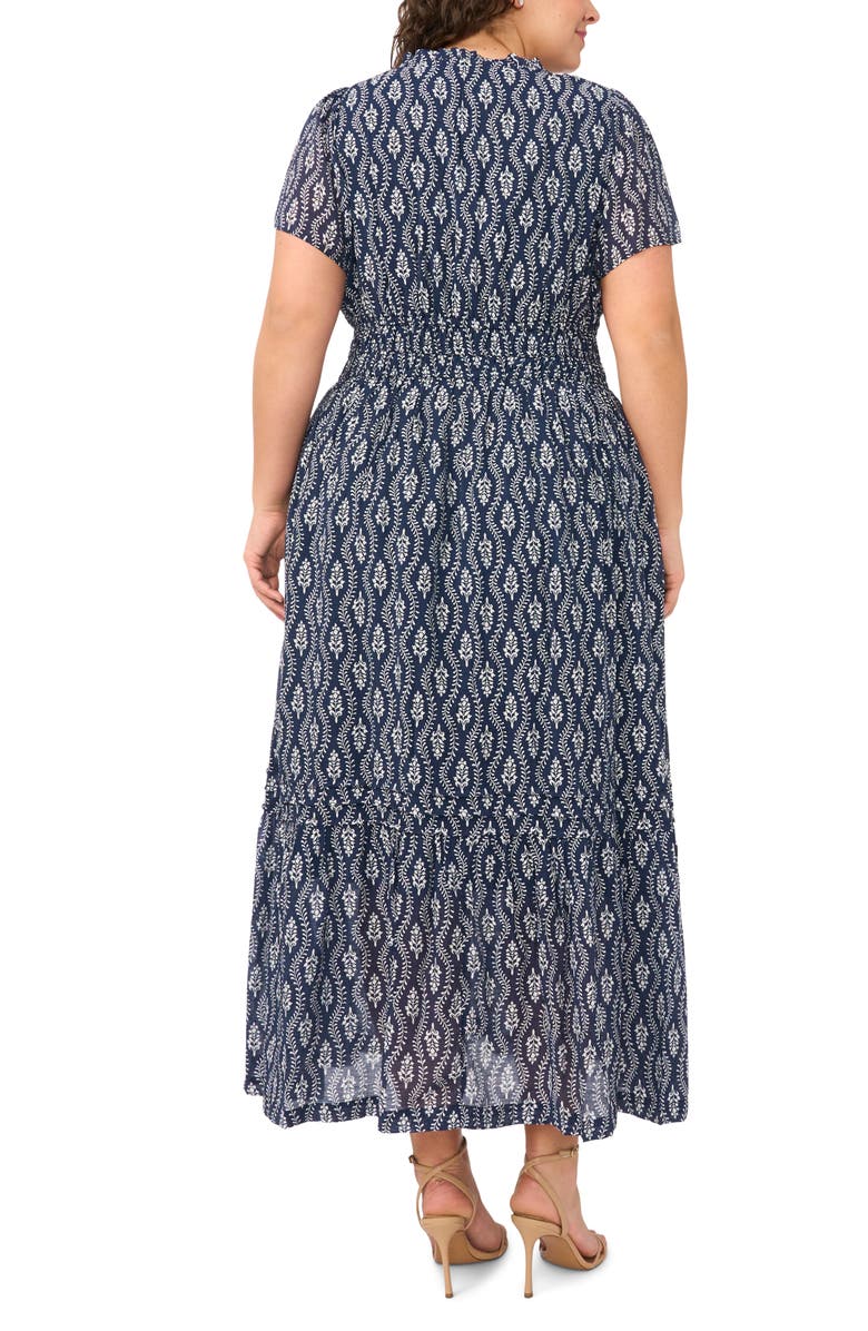CeCe Print Smocked Waist Maxi Dress, Alternate, color, Classic Navy