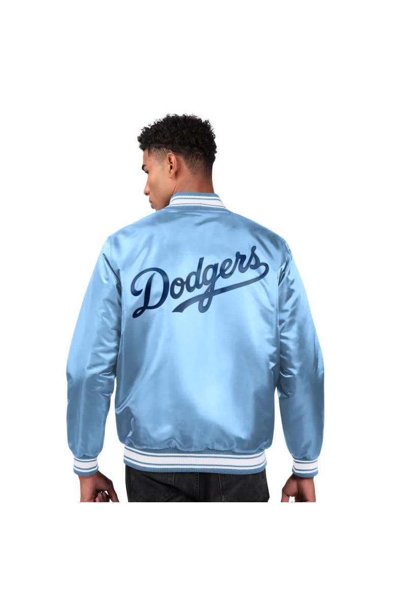 STARTER Men's Starter Light Blue Los Angeles Dodgers Locker Room Satin Full-Snap Varsity Jacket, Alternate, color, Light Blue