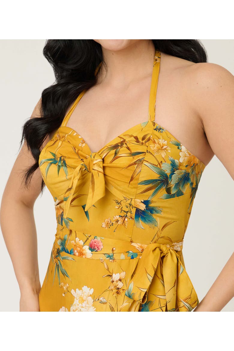 Leilani Sleeveless Sarong Dress, Alternate, color, Yellow Floral Print