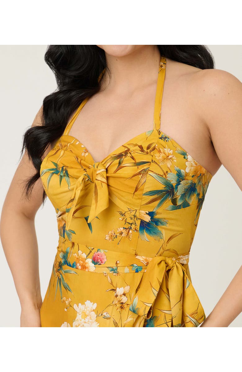 Unique Vintage Leilani Sleeveless Sarong Dress, Alternate, color, Yellow Floral Print