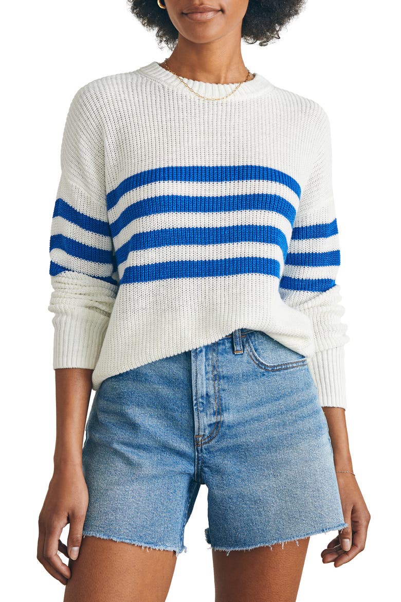 Miramar Stripe Linen & Organic Cotton Sweater, Main, color, CHARLESTON